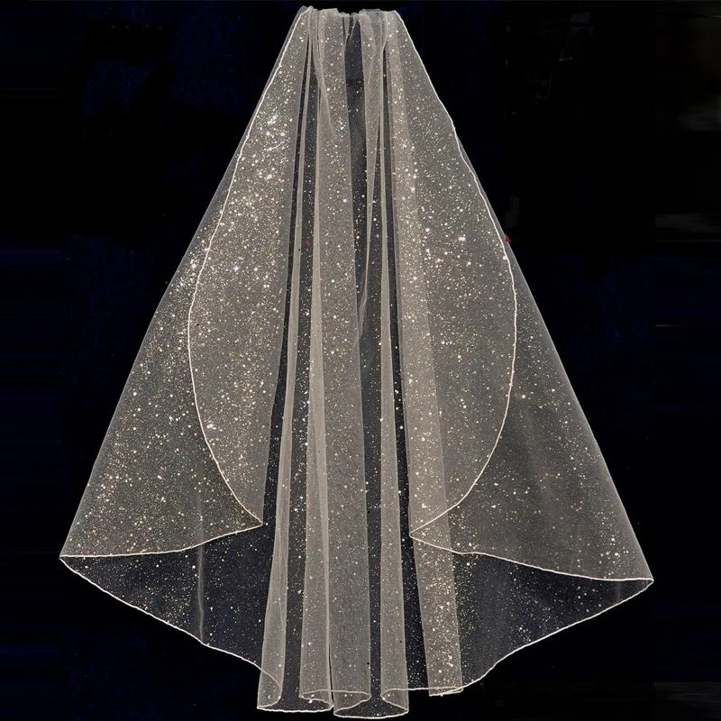 voile mariée blanc paillettes dorées clips métalliques élégant demoiselles honneur mariage
