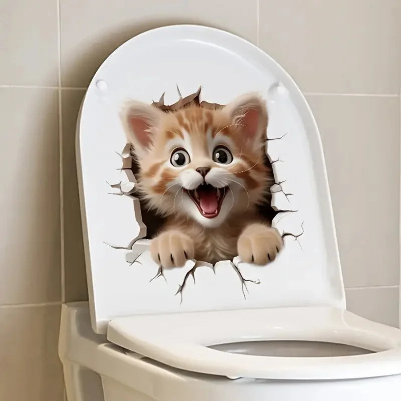 autocollants muraux 3d chatons souriants pvc orange beige blanc adhésifs maison chambre salon