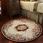 tapis rond décoratif classique motif floral broderie intérieur salon maison doux antidérapant