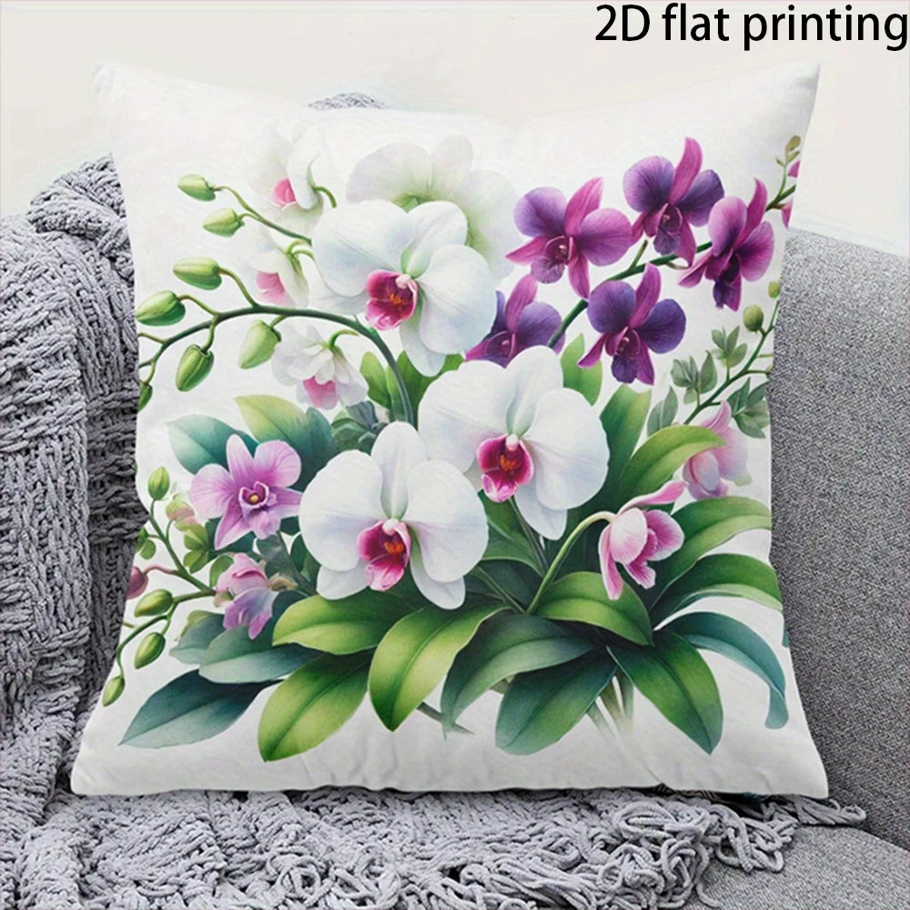 taies d'oreiller décoratives fleurées moderne polyester rouge blanc vert rose jaune