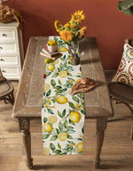 nappe lin jaune feuilles citrons aquarelle rustique champetre mediterraneen table