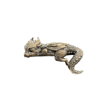 décoration maison statue dragon bronze livres plumes encrier fantastique étude