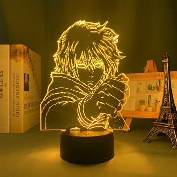 lampe nuit led vinland saga personnage cheveux veste noir base dessin animé blanc opacité