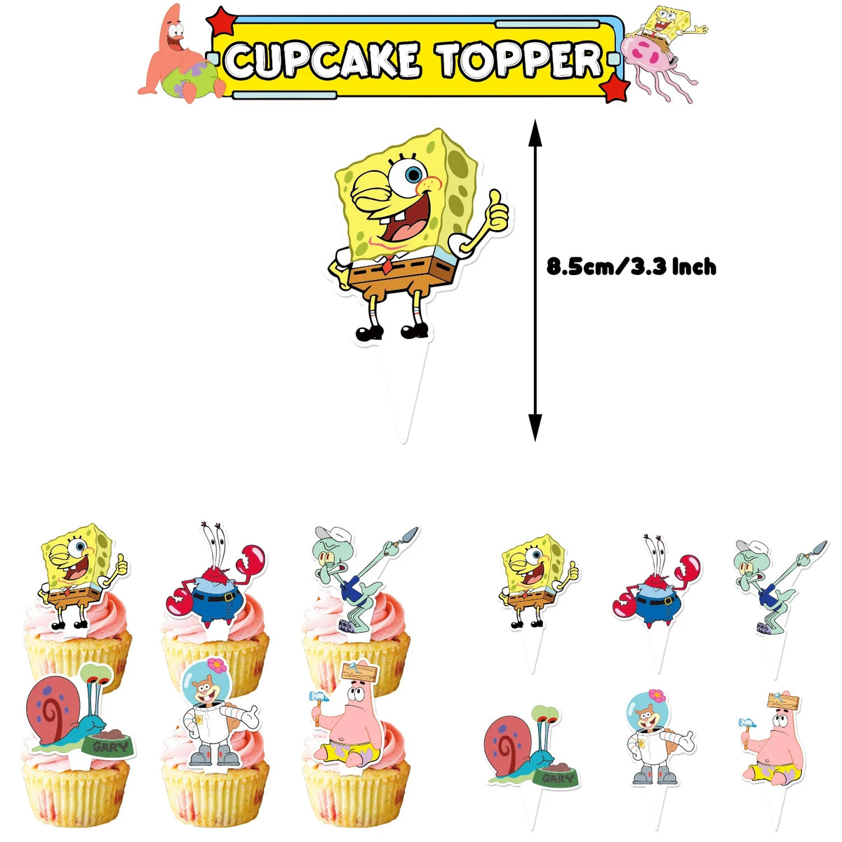 accessoires fête spongebob happy birthday ballons bannières cupcakes toppers anniversaire enfants thèmes cartoon