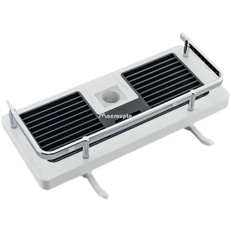 étagère douche moderne rayures horizontales blanc noir clips mural rechargeable minimaliste