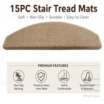 tapis d'escalier moderne antidérapant 15 pièces adhésif beige clair texture tissée polyester