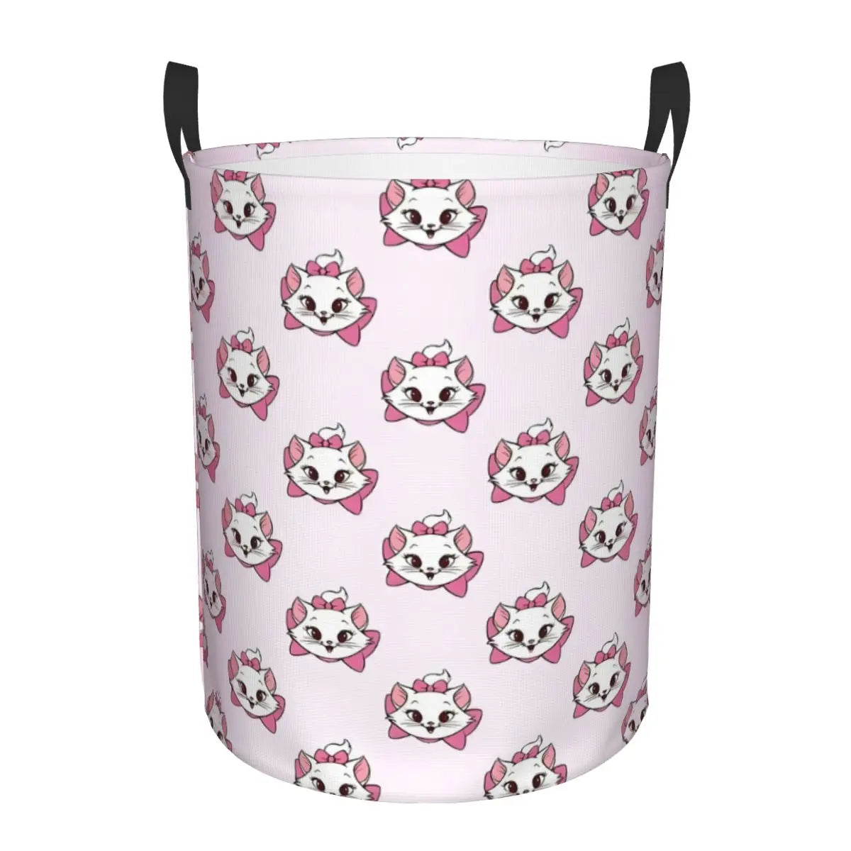 panier rangement pliable motif chat rose blanc linge jouets enfant coton