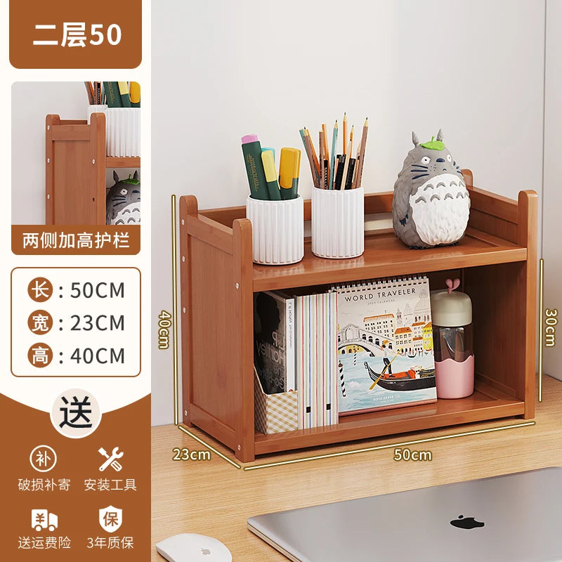 étagère moderne bambou rangement anti poussière vis livres boîtes horloge panier étudiant écologique