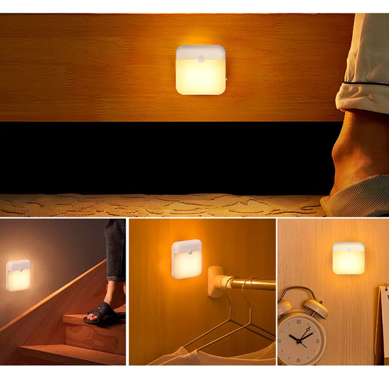 lampe nuit rechargeable usb détecteur mouvement adhésif blanc moderne sans fil led