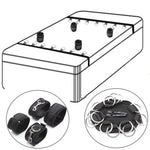ensemble retenues lit noir tissu texturé bracelets sangles boucles réglables érotique bdsm