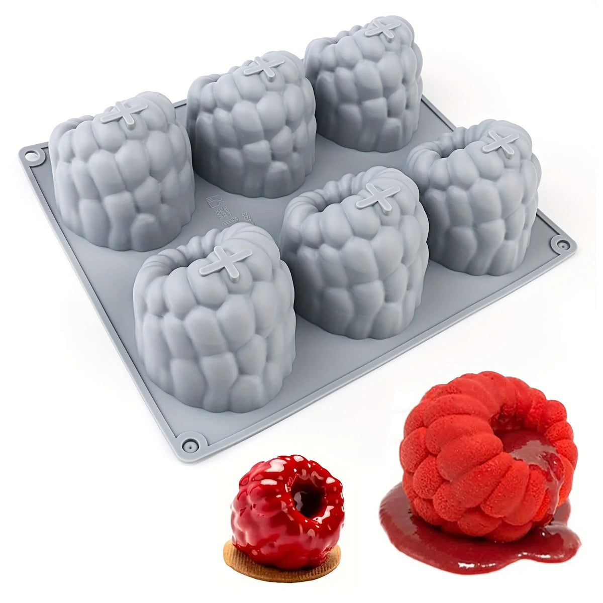moule silicone framboise gateau mousse chocolat pudding decoratif original six cavites