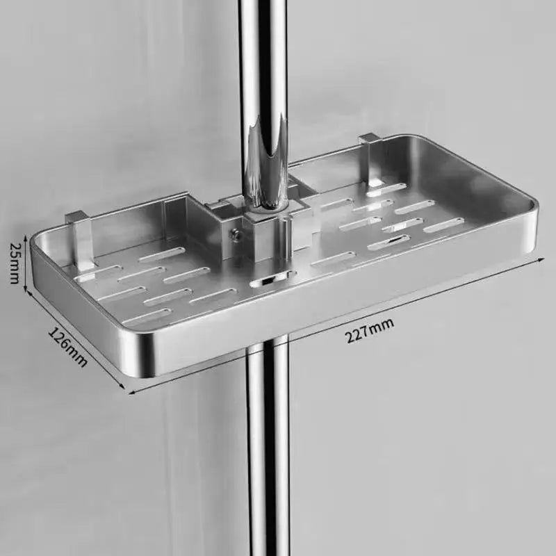 étagère salle bain moderne métal noir gris argenté fixée bouteilles savon parfum serviette gant