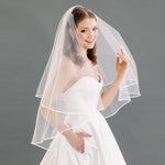 voile mariée blanc deux couches bord ruban classique soirée mariage translucent