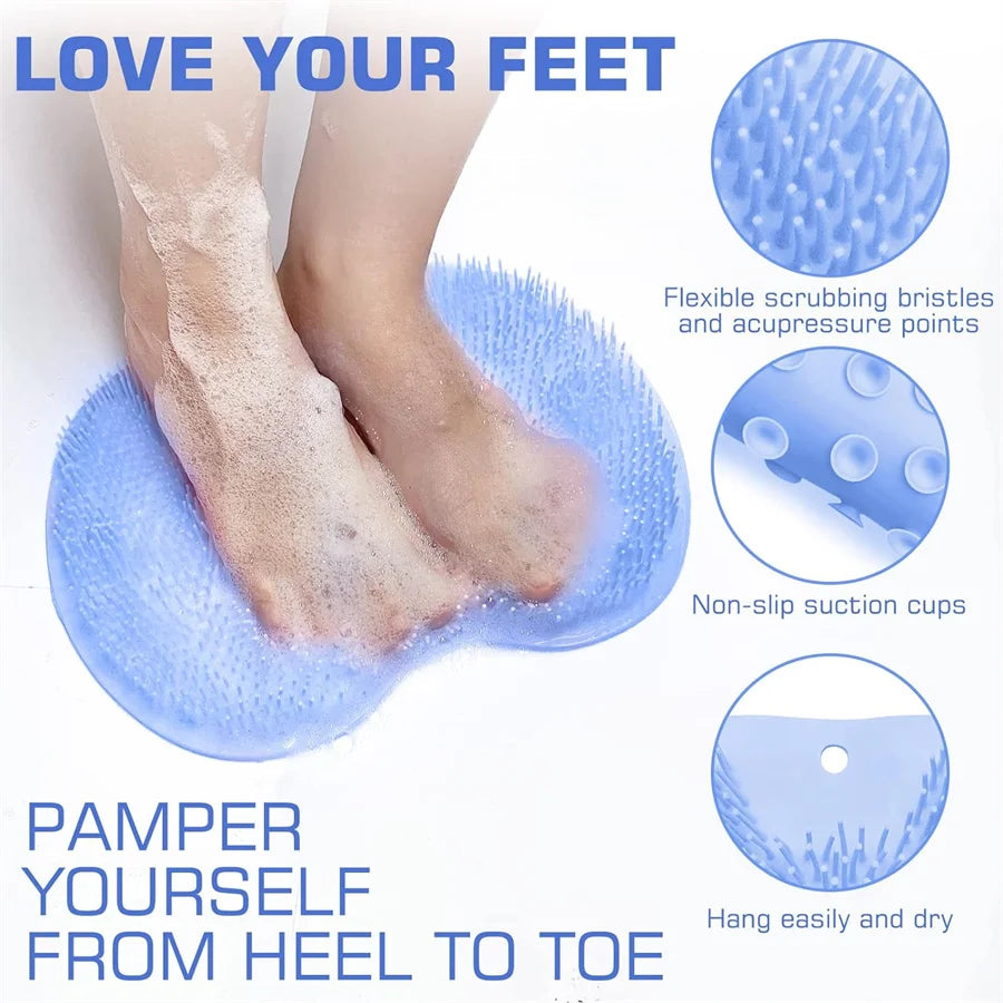 tapis bain exfoliant ventouses bleu rose gris pieds dos utilitaire