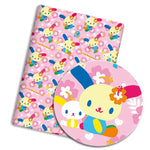 tissu imprimé lapins coeurs fleurs coton polyester 140x50cm couture patchwork enfants maison