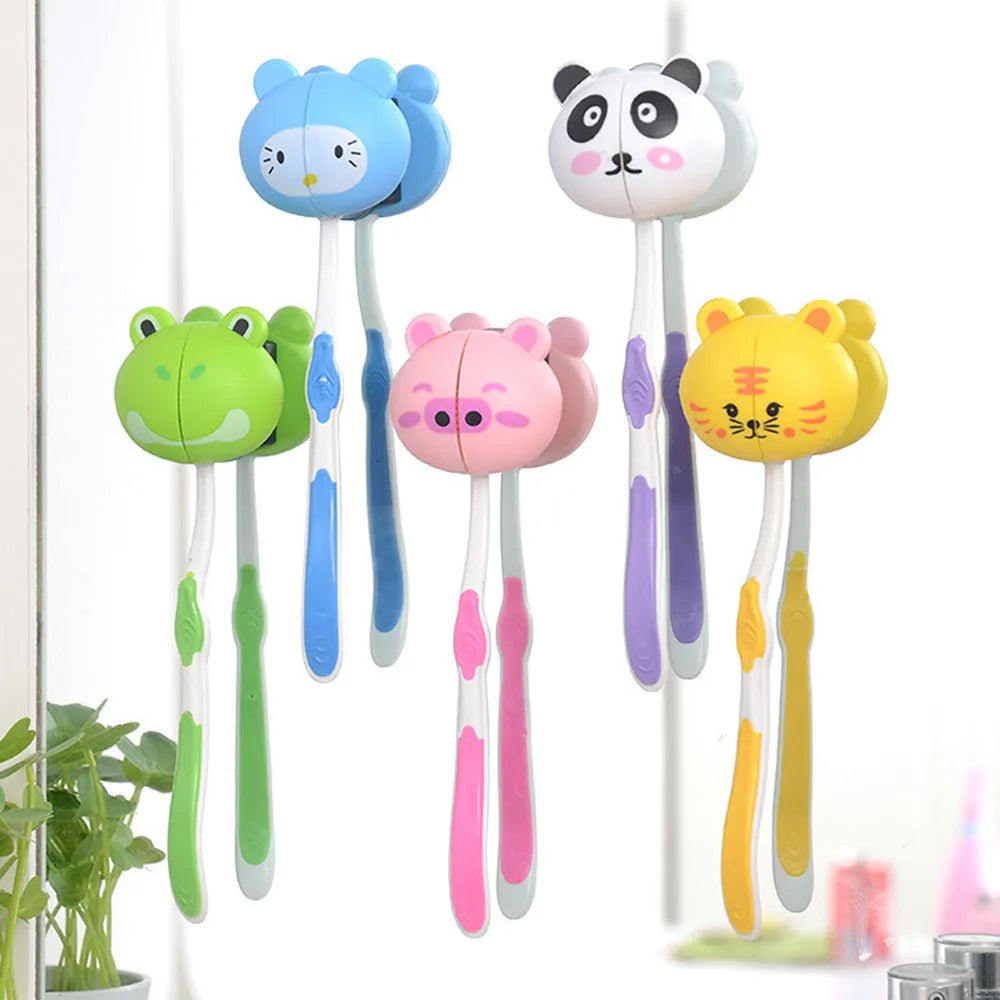 porte brosses dents têtes animaux adhésifs mignon tigre cochon panda grenouille chat