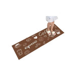 tapis sol cuisine motifs géométriques floraux moderne bleu foncé orange blanc