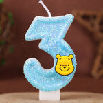 bougies numériques pailletées winnie ourson anniversaire enfant bleu jaune