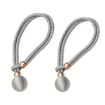 accessoires rideau tissu polyester cordon tressé couleur beige doré moderne fixations billes dorées