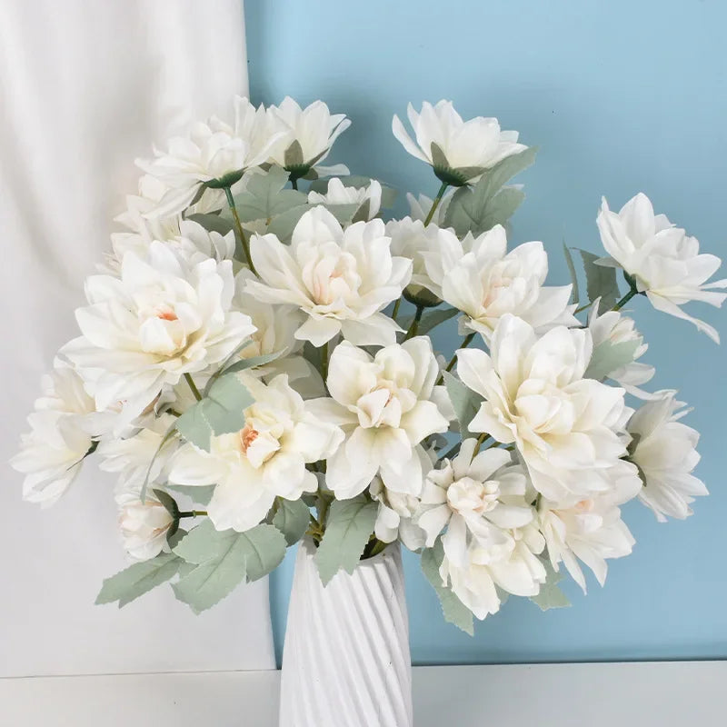 bouquet fleurs artificielles pivoines soie décoration intérieure blanc rouge rose bleu crème