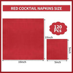 serviettes cocktail rouge uni grandes fêtes 120 pièces 10x10 pouces modernes party napkins