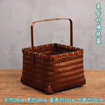 panier rangement tissé bambou marron traditionnel poignée bois rangement pique niqueextérieur thé