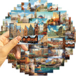 puzzle multicolore paysages urbains adhésif waterproof cartes postales inclusion graffitis bagages portable européen