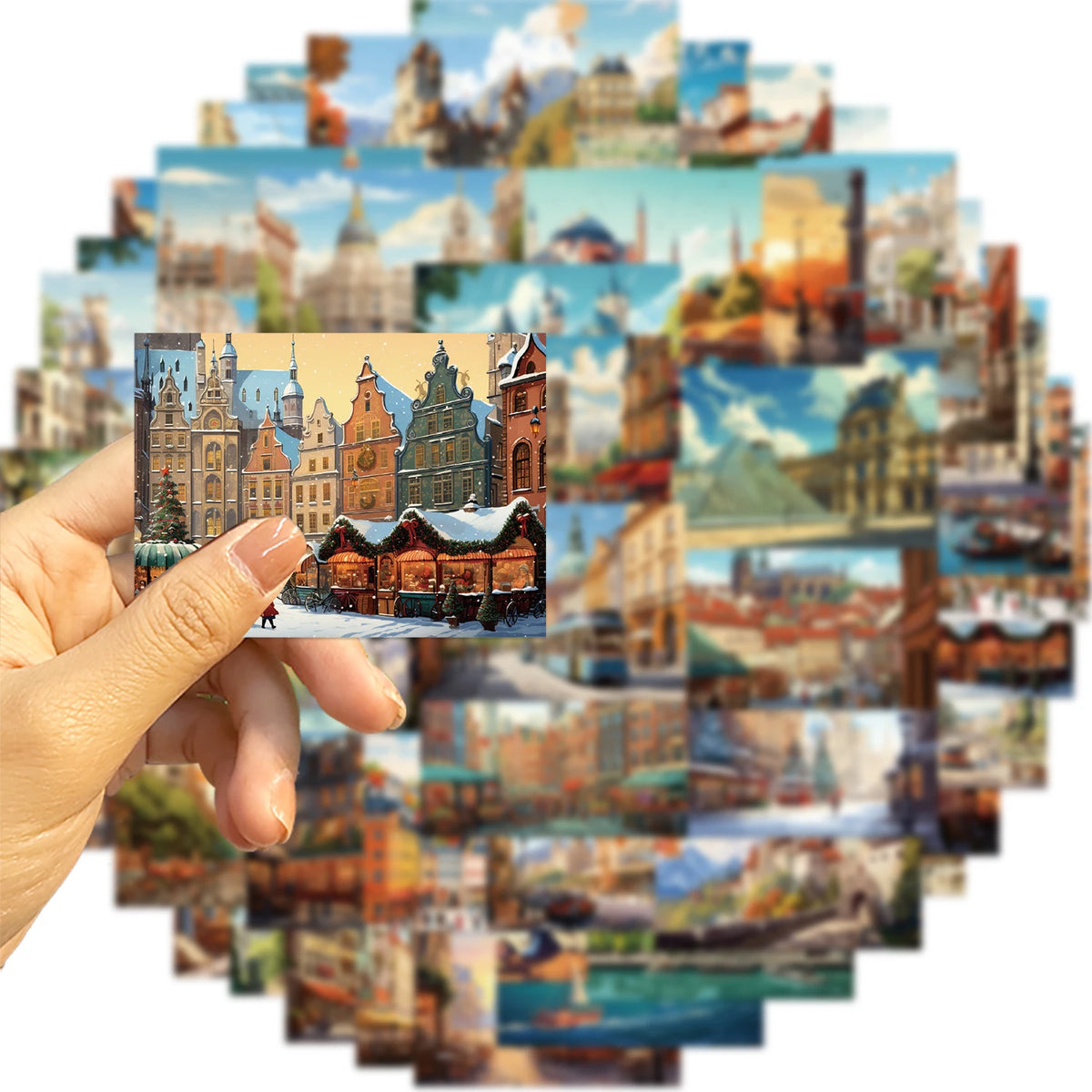 puzzle multicolore paysages urbains adhésif waterproof cartes postales inclusion graffitis bagages portable européen