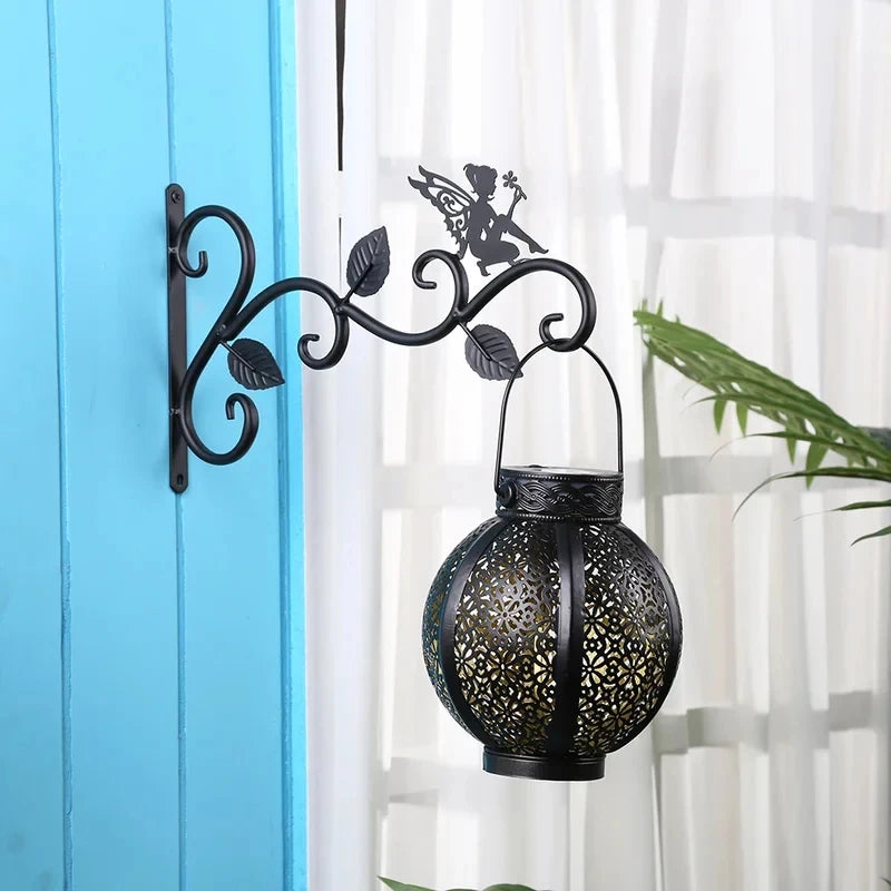 support mural suspendu plantes paniers artisanal vintage vis fixations noires motifs végétaux oiseaux fées