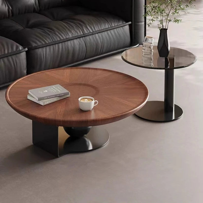 table basse moderne minimaliste bois foncé salon structure robuste pieds solides