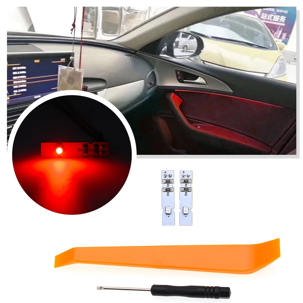 éclairage voiture kit adhésif led rouge blanc pratique utilitaire module outil dépose tournevis