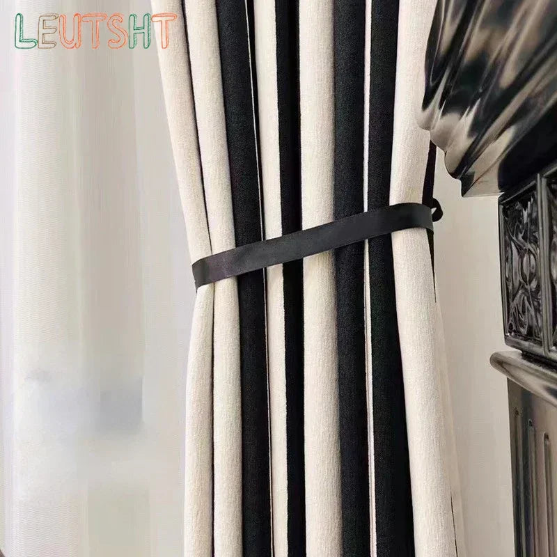 rideau moderne noir blanc rayures horizontales opacifiant polyester français chambre