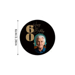 autocollants visage personnalisés 5cm noir doré bleu rose blanc anniversaire moderne adhésifs festifs transparents
