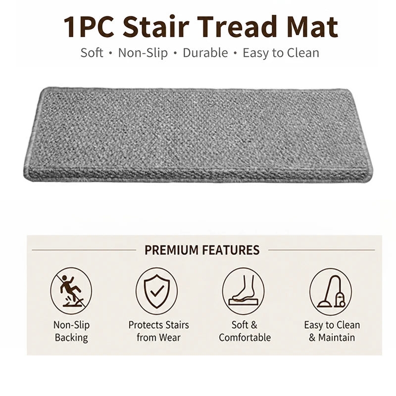 tapis d'escalier moderne antidérapant 15 pièces adhésif beige clair texture tissée polyester