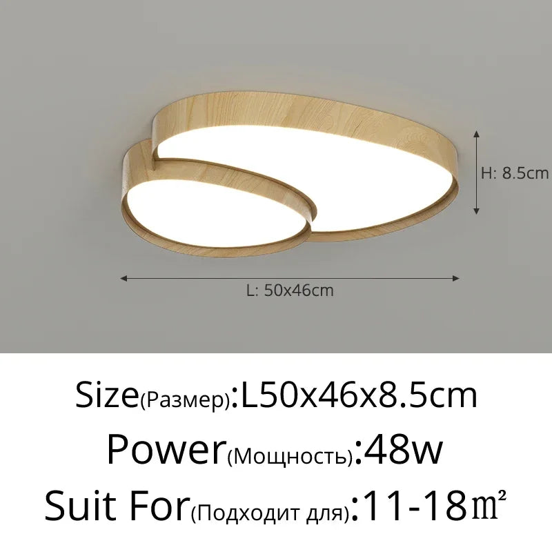 plafonnier led moderne bois grainé éclairage surface minimaliste chambre salon