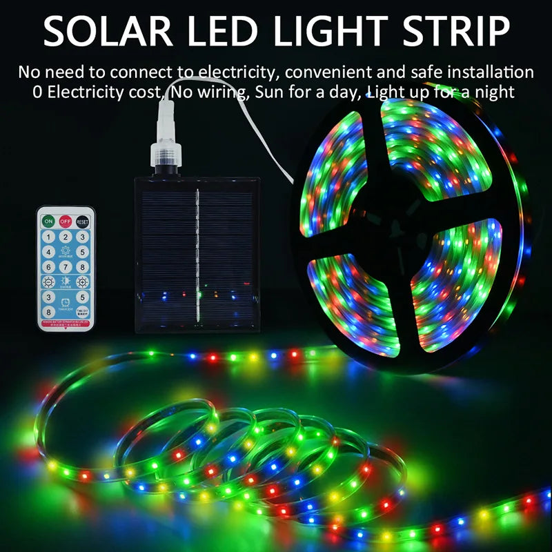 ruban led solaire multicolore modes points lumineux moderne clips