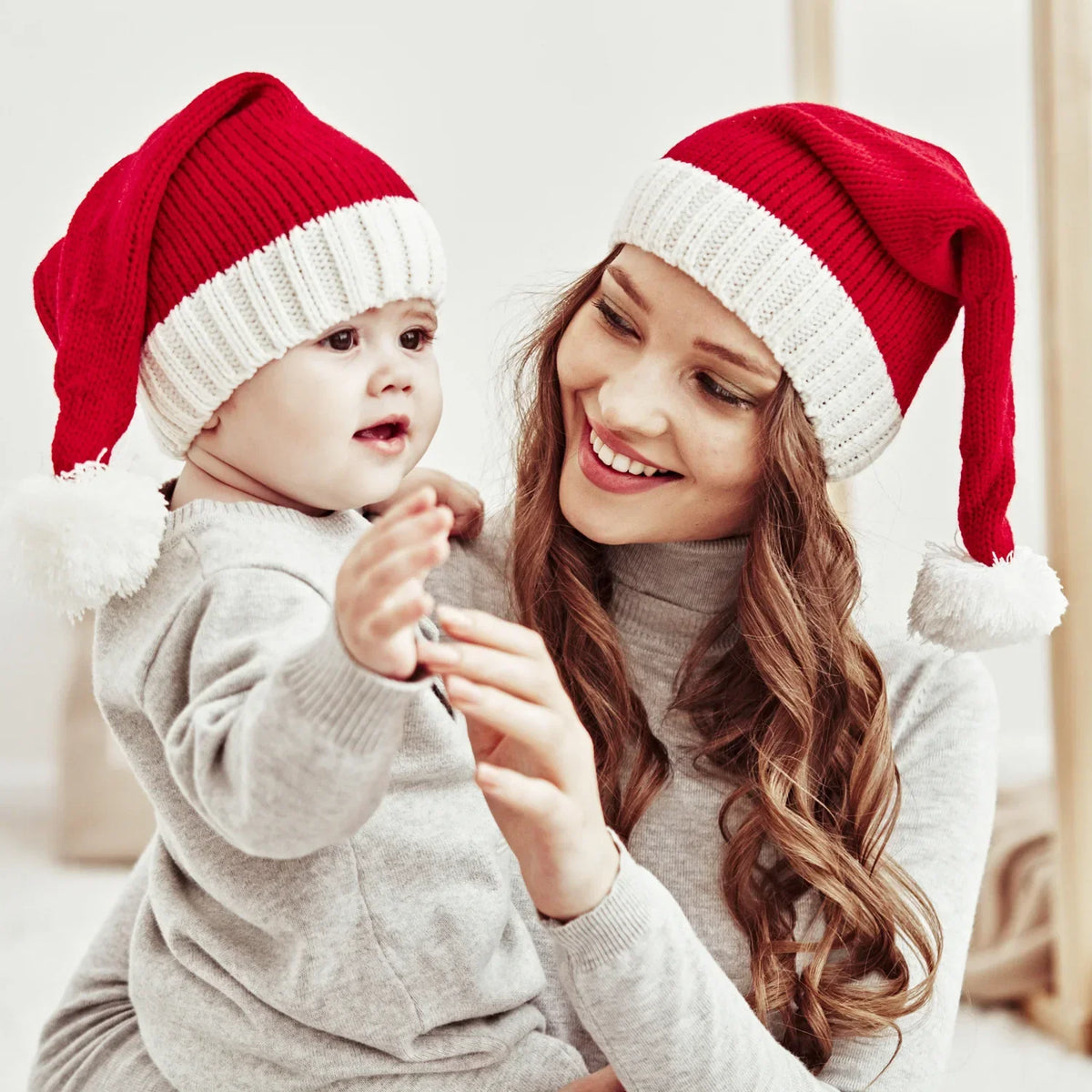 Bonnet Père Noël pompon doux décoration Noël feutrine