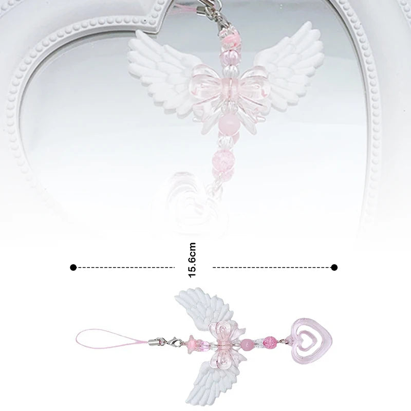 porte clés décoration papillon ailes cœur transparents blanc rose romantique