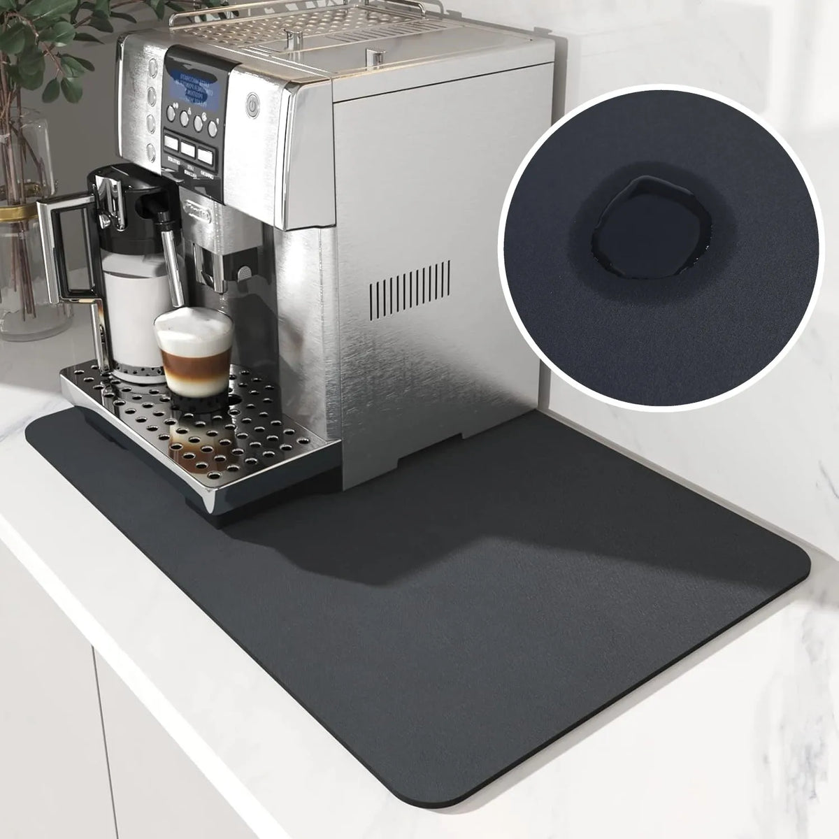 tapis absorbant moderne noir 40x50cm drainage vaisselle rapide séchage espresso mat cuisine