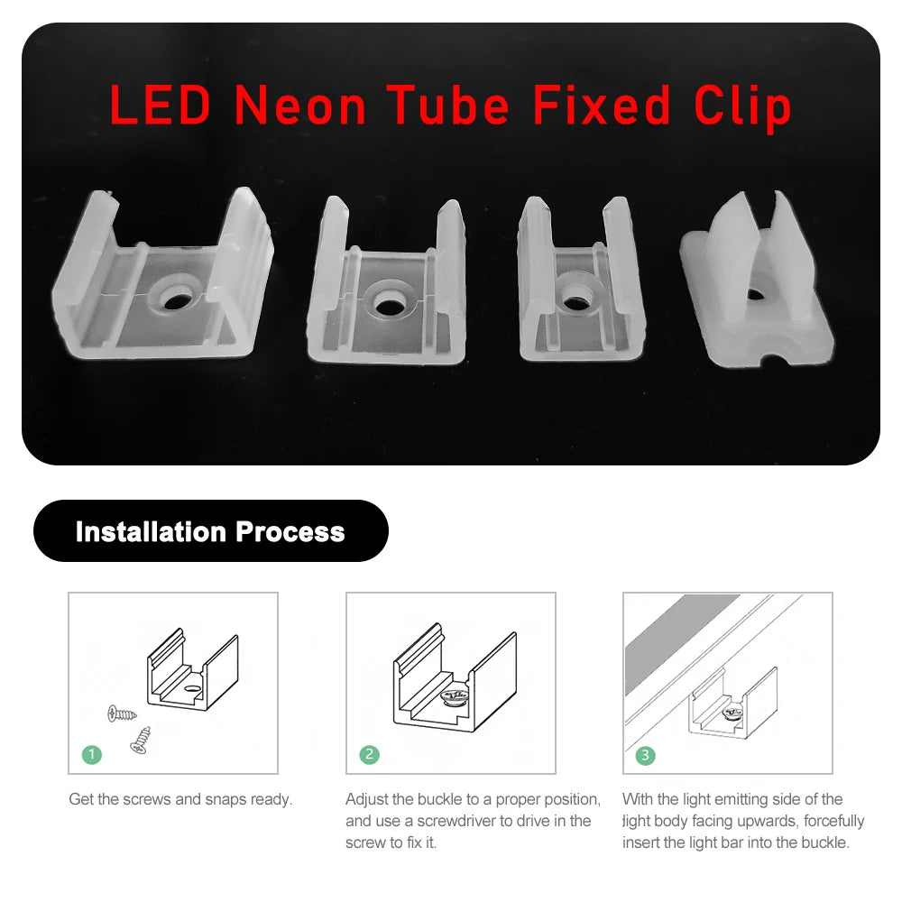 clips fixation tubes led néon transparent vis certification fcc rohs 100pcs 200pcs 50pcs 20pcs