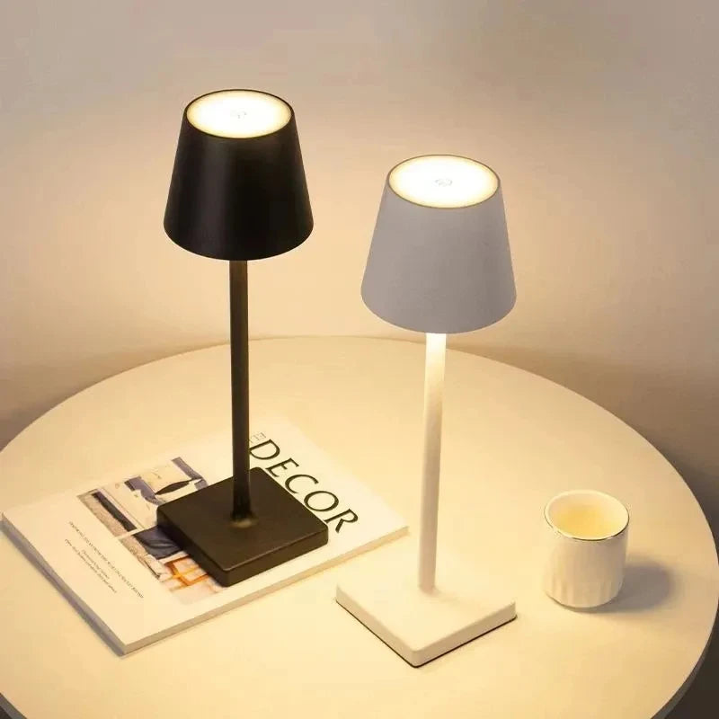 lampe table rechargeable led tactile sans fil usb moderne minimaliste noir blanc