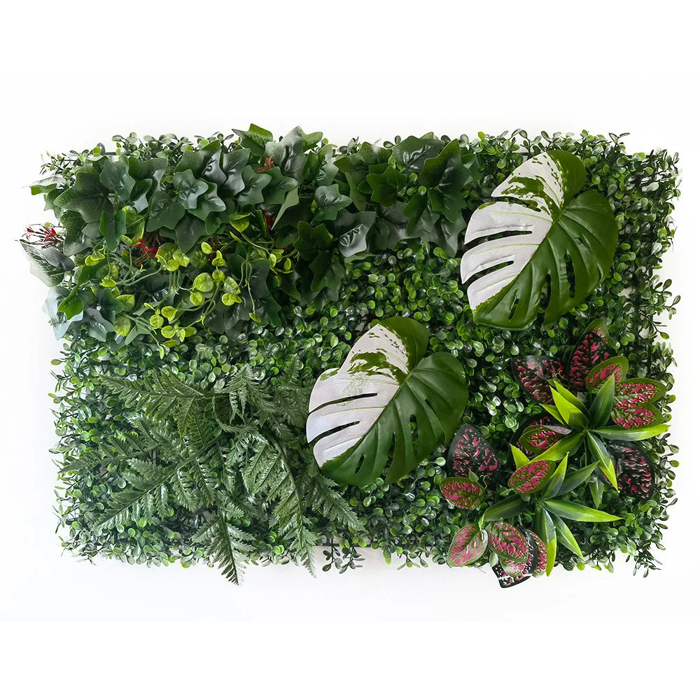mural végétal artificiel feuilles fleurs moderne extérieur intérieur vert blanc
