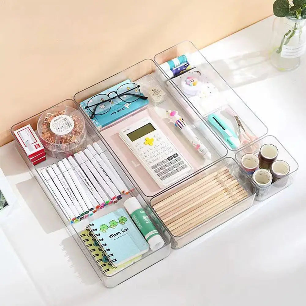 organisateur boîtes rangement transparentes modernes accessoires cuisine produits beauté stylos crèmes pinceaux