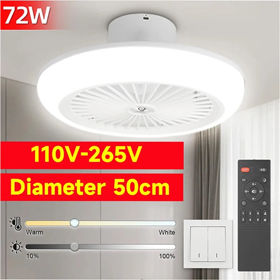 ventilateur plafonnier led moderne blanc grille ventilation télécommande couleurs adjustable 249 2000 lumens
