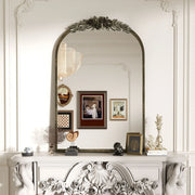 miroir baroque vintage cadre laiton motif floral ovale arqué décoration intérieure élégante fixations murales