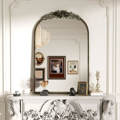 Grand miroir baroque cadre métal laiton or