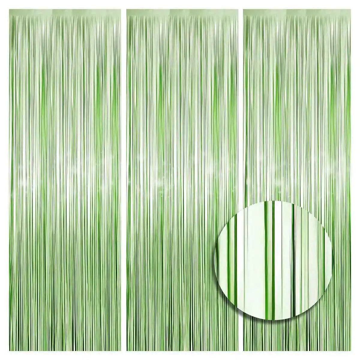 rideau paillettes vert clair motif rayures verticales moderne opacité occasion anniversaire mariage baptême fête