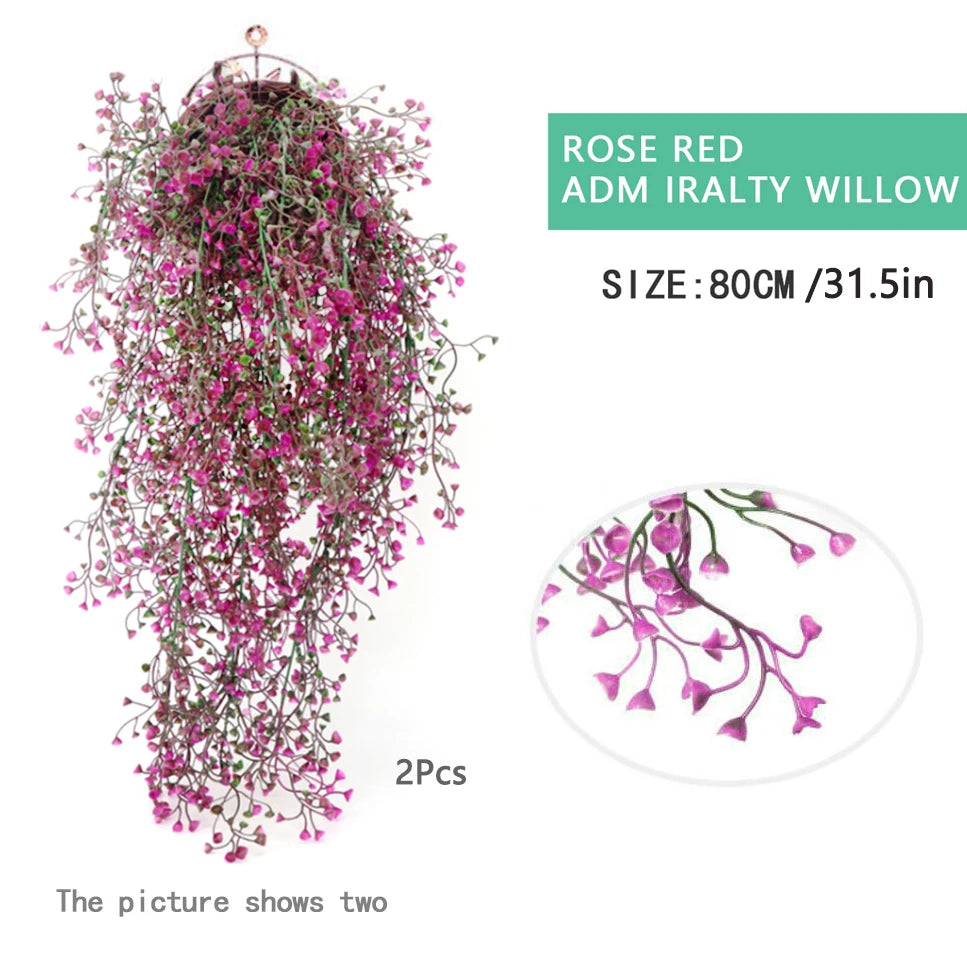 guirlande artificielle vigne violet vert blanc simple moderne extérieur accrochée fleurs anneaux métalliques