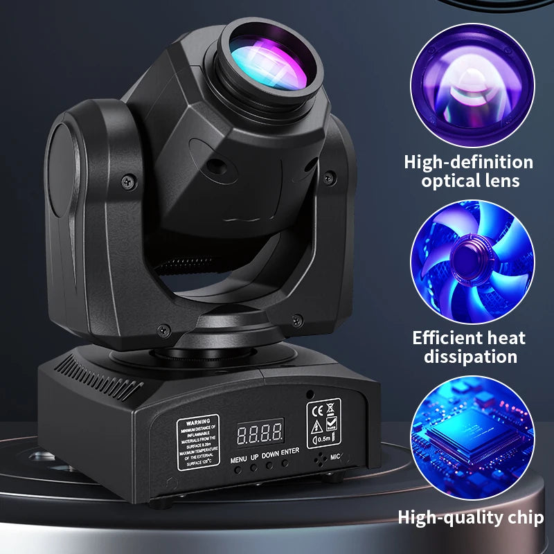projecteur led moving head rgbw modes couleurs discothèque scène événement métal noir