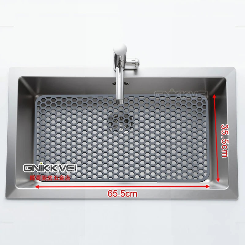 tapis cuisine silicone gris moderne perforé protection évier 72x39.5cmversiblelavabo